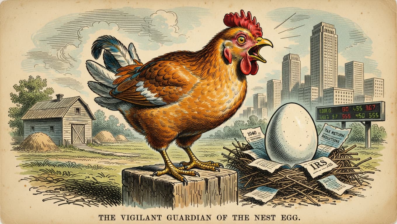 The Vigilant Guardian of the Nest Egg — vintage political cartoon